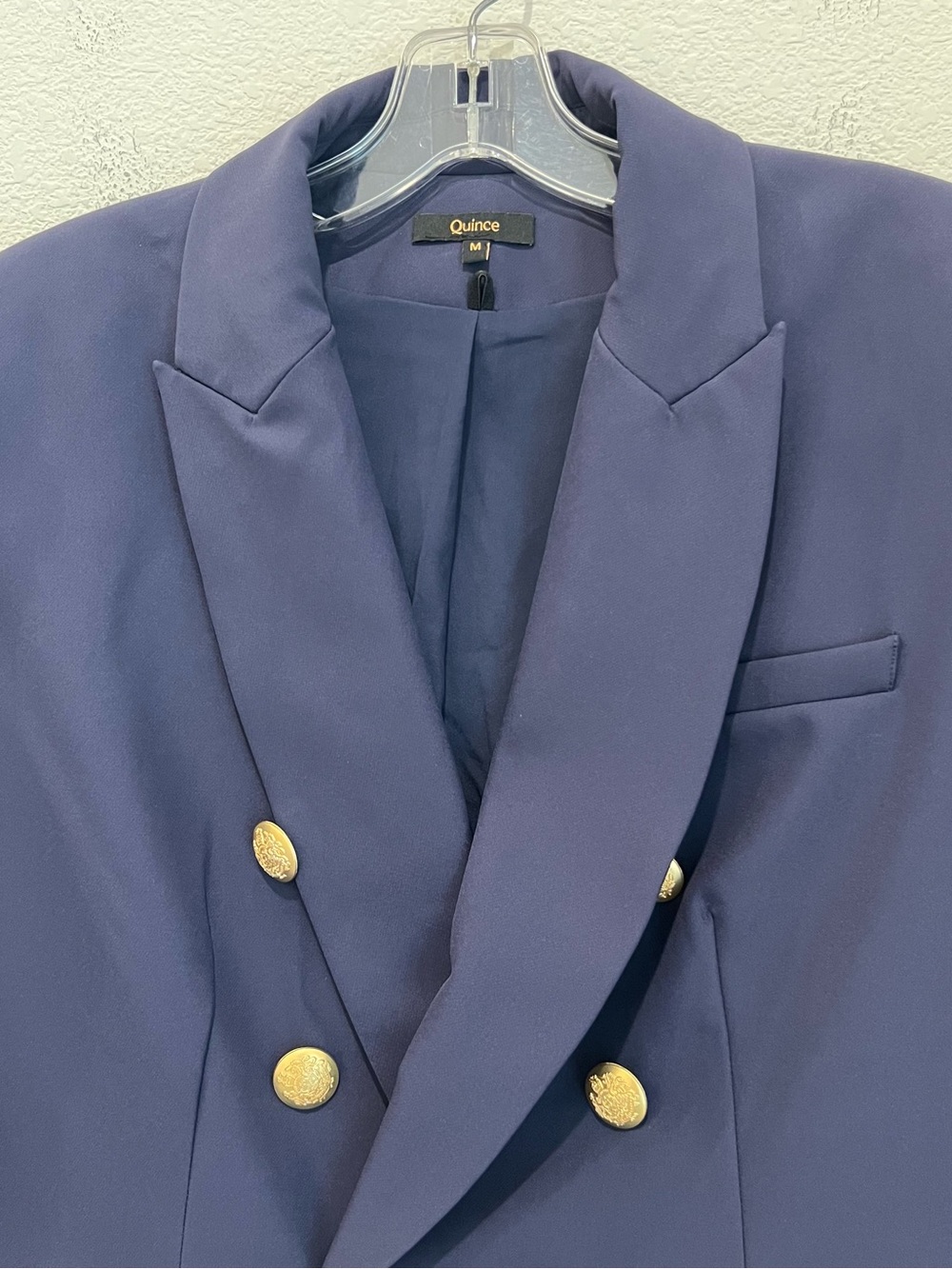 Quince Navy Double-Breasted Blazer with Gold Buttons - Picture 4 of 10